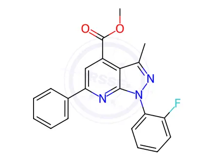 Chemical structure of Methyl 1-(2-fluorophenyl)-3-methyl-6-phenyl-1H-pyrazolo[3,4-b]pyridine-4-carboxylate