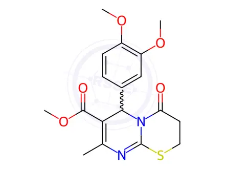Chemical structure of methyl 6-(3,4-dimethoxyphenyl)-8-methyl-4-oxo-3,4-dihydro-2H,6H-pyrimido[2,1-b][1,3]thiazine-7-carboxylate
