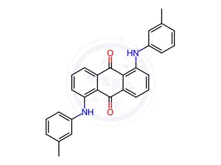 Chemical structure of 1,5-Bis(m-tolylamino)anthracene-9,10-dione
