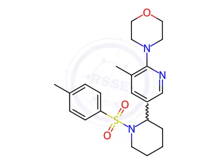 Chemical structure of 4-(3-Methyl-5-(1-tosylpiperidin-2-yl)pyridin-2-yl)morpholine