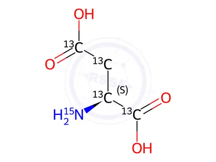 Chemical structure of L-Aspartic-13C4, 15N Acid