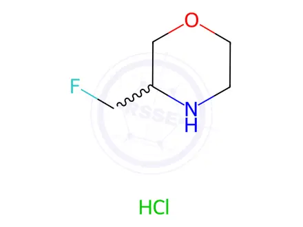 Chemical structure of Morpholine, 3-(fluoromethyl)-, hydrochloride (1:1)