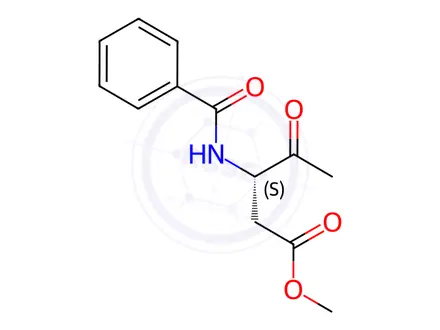Chemical structure of Pentanoic acid, 3-(benzoylamino)-4-oxo-, methyl ester, (3S)-