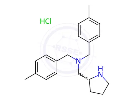 Chemical structure of Bis-(4-Methyl-benzyl)-pyrrolidin-2-ylMethyl-aMine hydrochloride