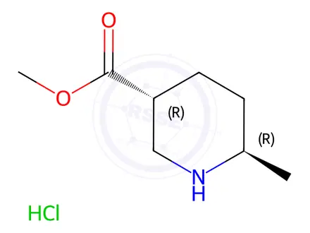 Chemical structure of methyl trans-6-methylpiperidine-3-carboxylate hydrochloride