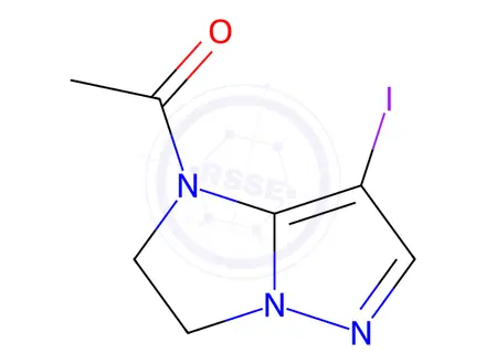 Chemical structure of 1-{7-iodo-1H,2H,3H-pyrazolo[1,5-a]imidazol-1-yl}ethan-1-one