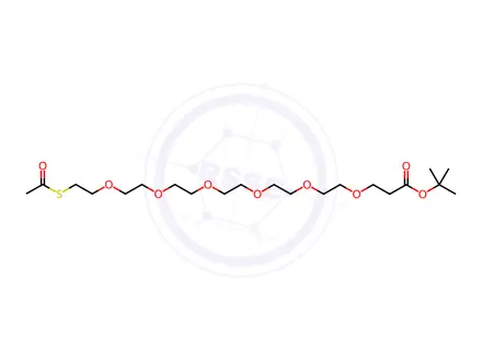 Chemical structure of tert-butyl 2-oxo-6,9,12,15,18,21-hexaoxa-3-thiatetracosan-24-oate