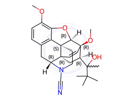 Chemical structure of (αS,5α,7α)-4,5-Epoxy-7-(1-hydroxy-1,2,2-trimethylpropyl)-3,6-dimethoxy-6,14-ethenomorphinan-17-carbonitrile