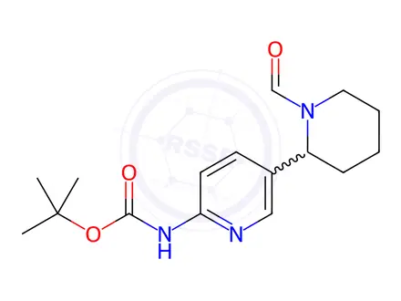 Chemical structure of tert-Butyl (5-(1-formylpiperidin-2-yl)pyridin-2-yl)carbamate