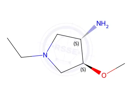 Chemical structure of trans-1-Ethyl-4-methoxy-3-pyrrolidinamine dihydrochloride