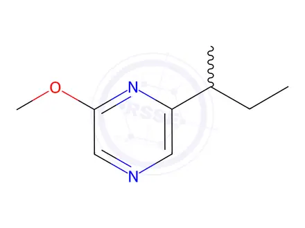 Chemical structure of Pyrazine, 2-methoxy-6-(1-methylpropyl)-