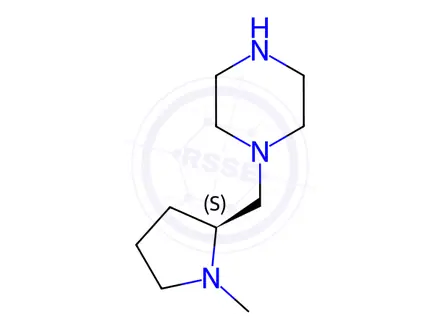 Chemical structure of Piperazine, 1-[[(2S)-1-methyl-2-pyrrolidinyl]methyl]-(9CI)