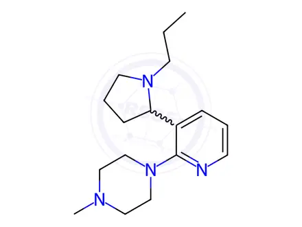 Chemical structure of 1-Methyl-4-(3-(1-propylpyrrolidin-2-yl)pyridin-2-yl)piperazine