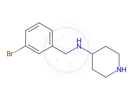 Chemical structure of N-(3-Bromobenzyl)piperidine-4-amine dihydrochloride