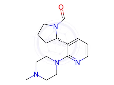 Chemical structure of 2-(2-(4-Methylpiperazin-1-yl)pyridin-3-yl)pyrrolidine-1-carbaldehyde