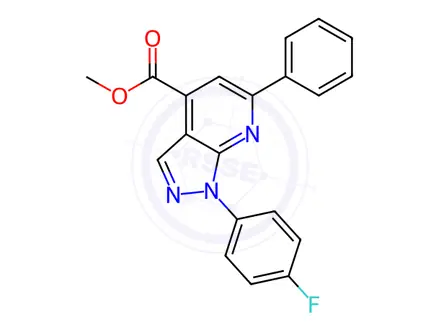 Chemical structure of Methyl 1-(4-fluorophenyl)-6-phenyl-1H-pyrazolo[3,4-b]pyridine-4-carboxylate