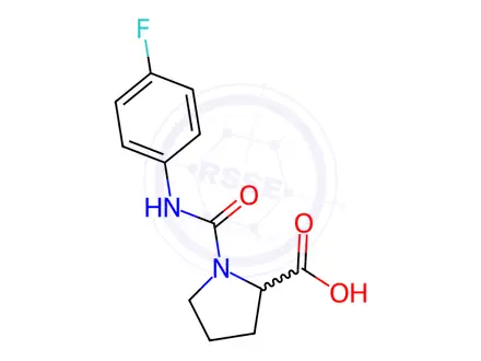 Chemical structure of 1-[(4-fluorophenyl)carbamoyl]pyrrolidine-2-carboxylic acid