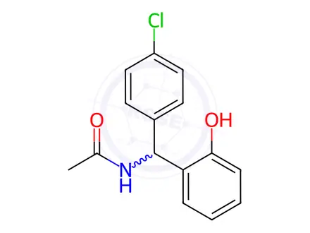 Chemical structure of N-[(4-Chlorophenyl)-(2-hydroxyphenyl) methyl]acetamide