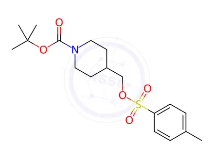 Chemical structure of tert-Butyl 4-({[(4-methylphenyl)sulfonyl]-oxy}methyl)piperidine-1-carboxylate
