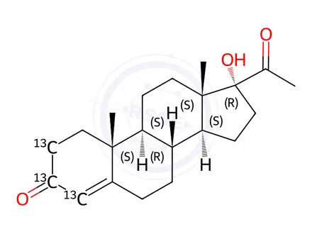 Chemical structure of [2,3,4-13C3]-17α-Hydroxyprogesterone