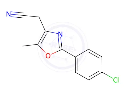 Chemical structure of 2-(2-(4-Chlorophenyl)-5-methyloxazol-4-yl)acetonitrile