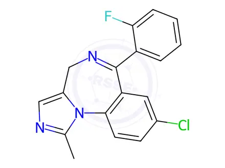 Chemical structure of Midazolam BP standard