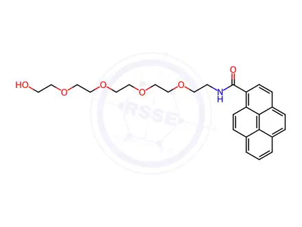 Chemical structure of N-(14-hydroxy-3,6,9,12-tetraoxatetradecyl)pyrene-1-carboxamide