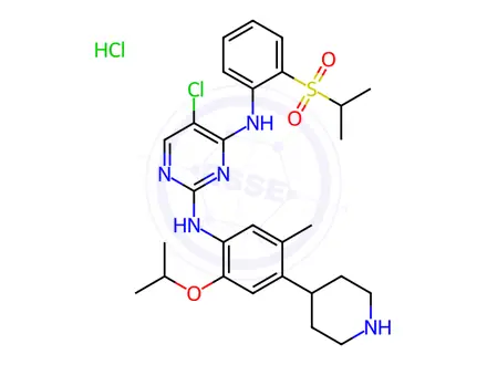 Chemical structure of 5-chloro-N2-(2-isopropoxy-5-methyl-4-(piperidin-4-yl)phenyl)-N4-(2-(isopropylsulfonyl)phenyl)pyrimidine-2,4-diamine
