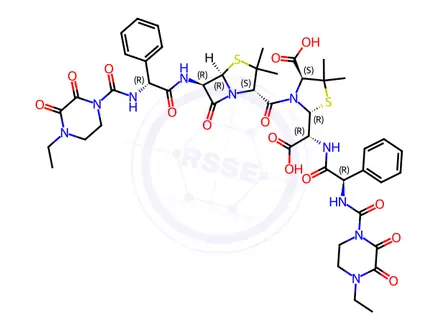 Chemical structure of Piperacillin Impurity T(EP),Piperacillin Open-Ring Dimer,piperacillin dimer.