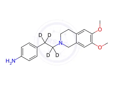 Chemical structure of 4-[2-(3,4-Dihydro-6,7-dimethoxy-2(1H)-isoquinolinyl)ethyl]benzenamine-d4