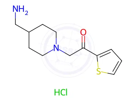 Chemical structure of 2-(4-AMinoMethyl-piperidin-1-yl)-1-thiophen-2-yl-ethanone hydrochloride