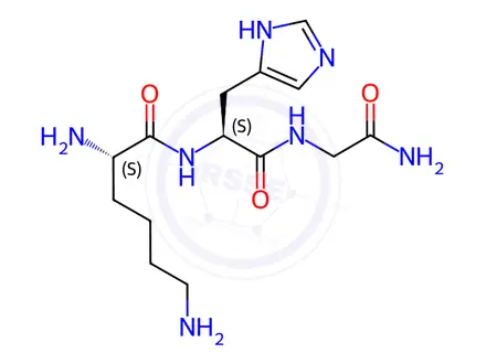 Chemical structure of Lys-His-Gly-NH2