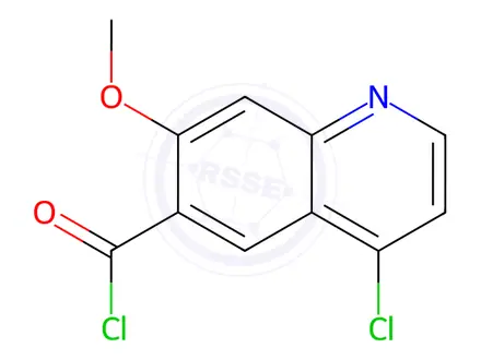Chemical structure of 4-chloro-7-methoxyquinoline-6-carbonyl chloride
