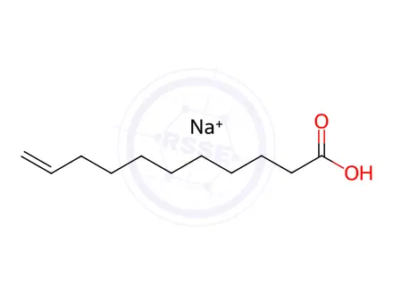 Chemical structure of 10-Hendecenoic acid, sodium salt 10-Undecenoic acid, sodium salt 3398-33-2 NSC-2836 NSC2836 Sodium 10-undecenoate Sodium Undecylenate Sodium undec-10-enoate Solution 35 UNDECEN-10-ACID-1 Undecenoic acid, sodium salt Undecylenic acid, sodium salt