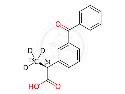 Chemical structure of Ketoprofen Impurity 13-13C,d3 ((S)-Ketoprofen-13C,d3)