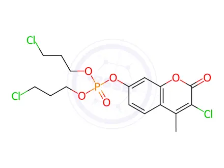Chemical structure of Phosphoric acid 3-chloro-4-methyl-2-oxo-2H-1-benzopyran-7-yl=bis(3-chloropropyl) ester