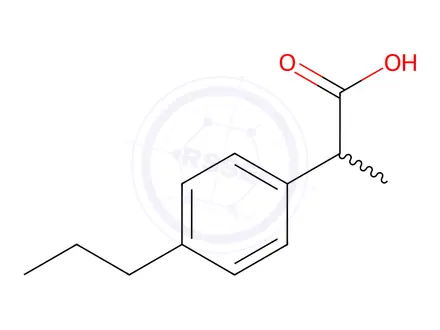Chemical structure of Ibuprofen Impurity 5 (2-(4-n-Propylphenyl)propanoic Acid)