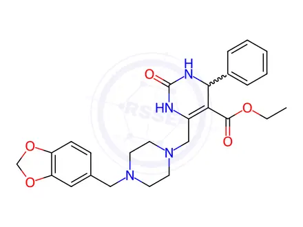 Chemical structure of Ethyl 6-((4-(benzo[d][1,3]dioxol-5-ylmethyl)piperazin-1-yl)methyl)-2-oxo-4-phenyl-1,2,3,4-tetrahydropyrimidine-5-carboxylate