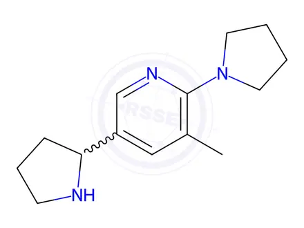 Chemical structure of 3-Methyl-2-(pyrrolidin-1-yl)-5-(pyrrolidin-2-yl)pyridine