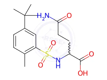 Chemical structure of 5-amino-2-{[(5-tert-butyl-2-methylphenyl)sulfonyl]amino}-5-oxopentanoic acid