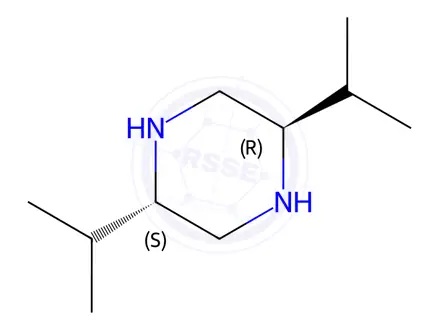 Chemical structure of Piperazine, 2,5-bis(1-methylethyl)-, trans-(9CI)