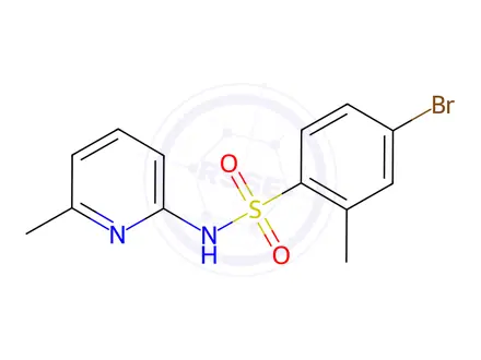 Chemical structure of 4-Bromo-2-methyl-N-(6-methylpyridin-2-yl)benzenesulfonamide