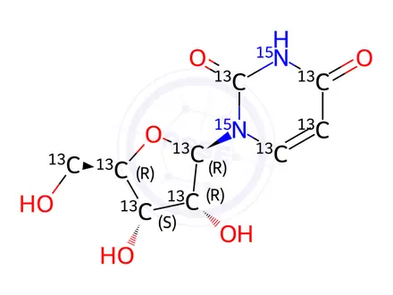 Chemical structure of Uridine-13C9, 15N2