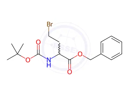 Chemical structure of Butanoic acid, 4-bromo-2-[[(1,1-dimethylethoxy)carbonyl]amino]-, phenylmethyl ester
