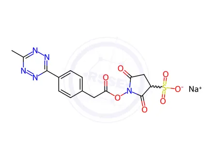 Chemical structure of 1-(2-(4-(6-Methyl-1,2,4,5-tetrazin-3-yl)phenyl)acetoxy)-2,5-dioxopyrrolidine-3-sulfonic acid, sodium salt