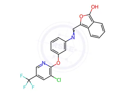 Chemical structure of (3Z)-3-{[(3-{[3-chloro-5-(trifluoromethyl)pyridin-2-yl]oxy}phenyl)amino]methylidene}-1,3-dihydro-2-benzofuran-1-one