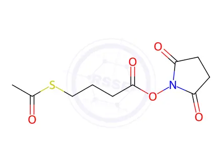 Chemical structure of Butanoic acid, 4-(acetylthio)-, 2,5-dioxo-1-pyrrolidinyl ester