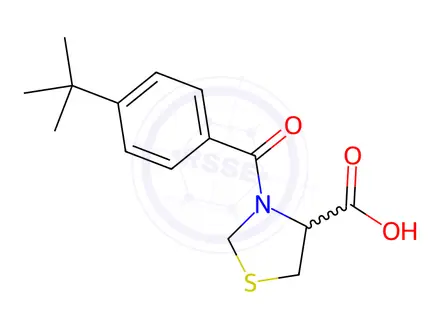 Chemical structure of 3-[(4-tert-butylphenyl)carbonyl]-1,3-thiazolidine-4-carboxylic acid