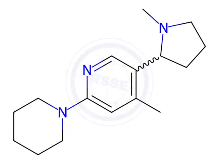 Chemical structure of 4-Methyl-5-(1-methylpyrrolidin-2-yl)-2-(piperidin-1-yl)pyridine
