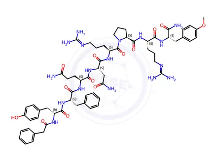 Chemical structure of phenylacetyl-O-methyltyrosyl-phenylalanyl-glutaminyl-asparaginyl-prolyl-arginyl-tyrosinamide